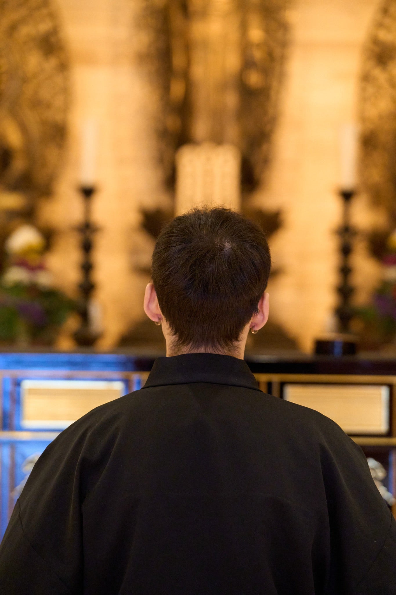 Monk for a Day — before the temple altar