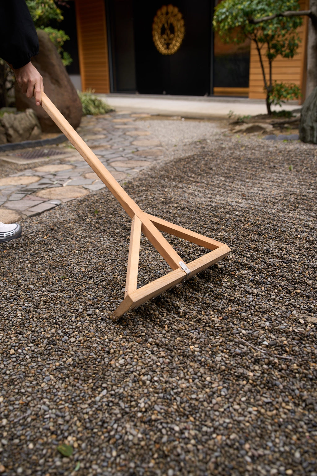 Monk for a Day — raking the zen garden
