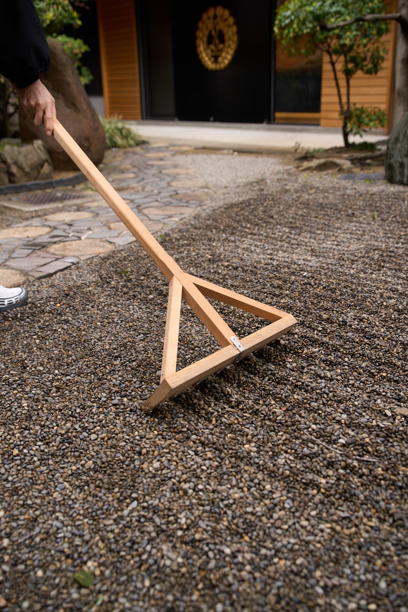 Monk for a Day — raking the zen garden