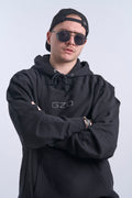 GZO Hoodie — front, tonal chest embroidery