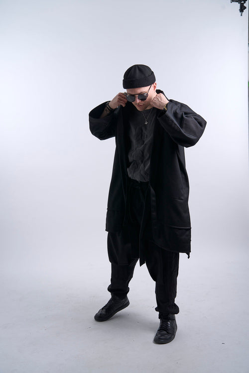 NAGAZAMUE — Stillness — 02, long jacket, worn standing